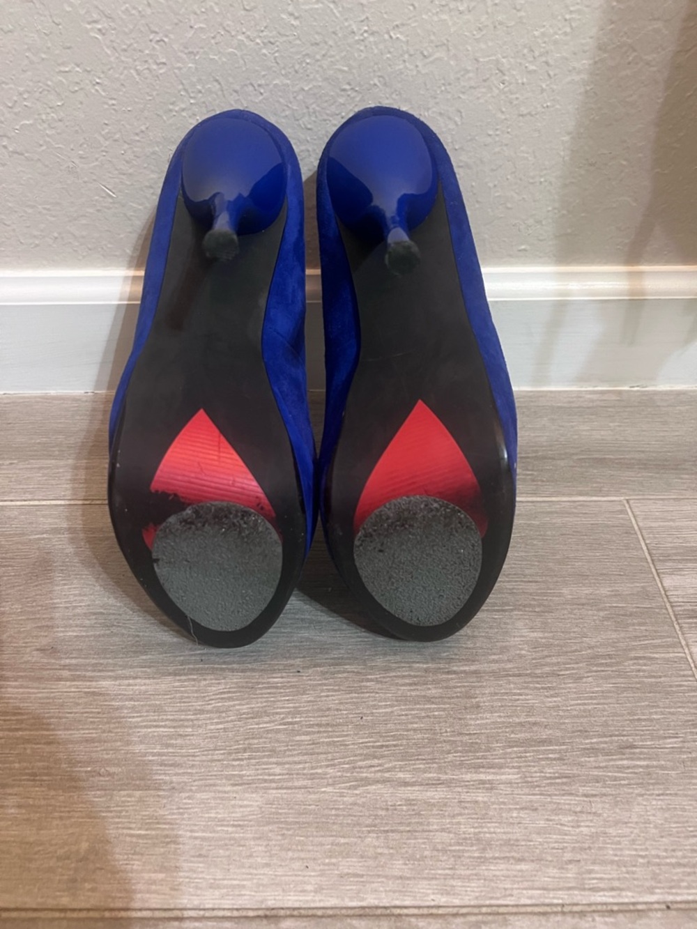 Blue Suede Platform High Heels - Picture 2 of 5